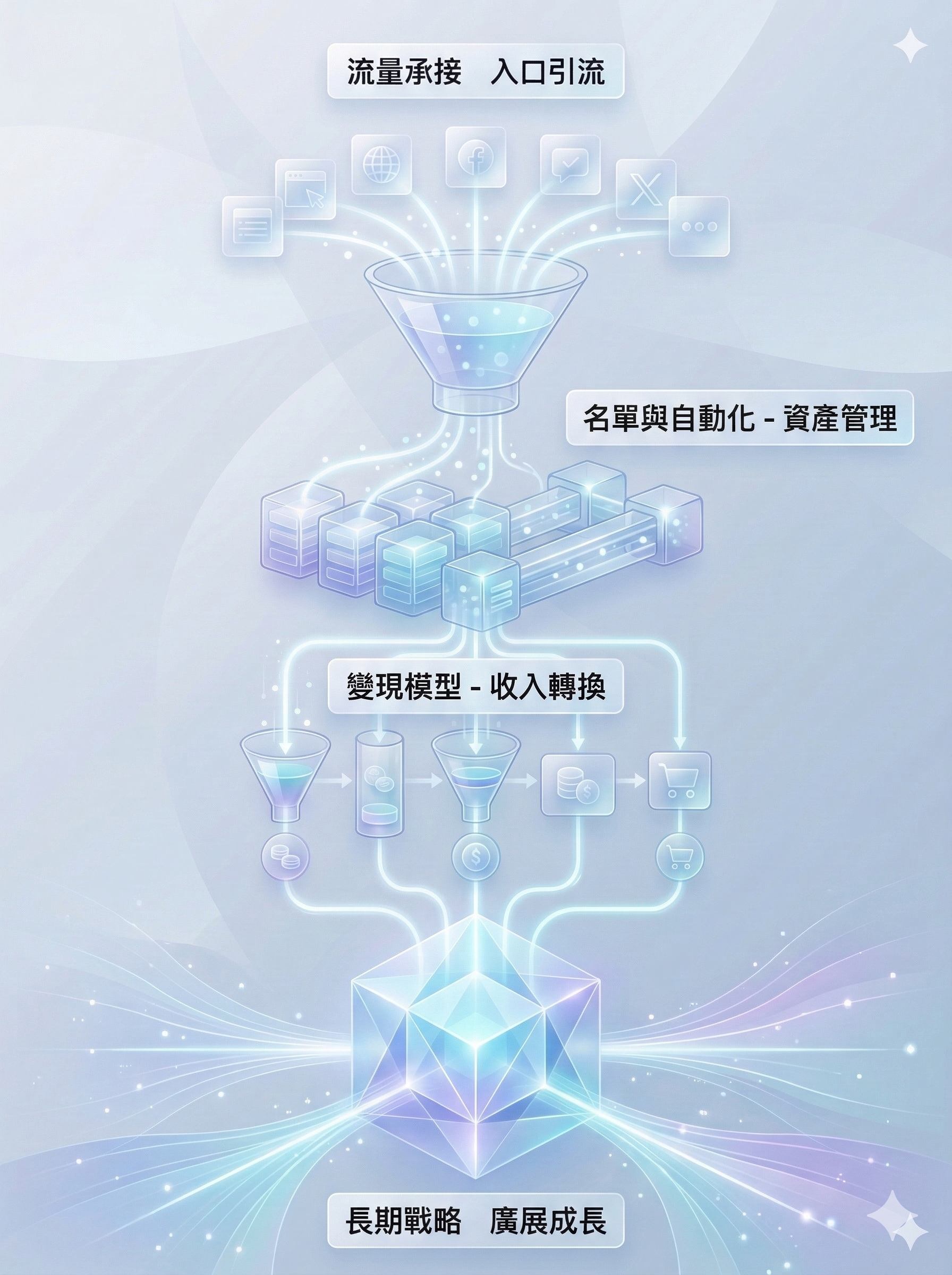 一人公司自動化系統五層架構：流量、名單、自動化、變現與長期戰略