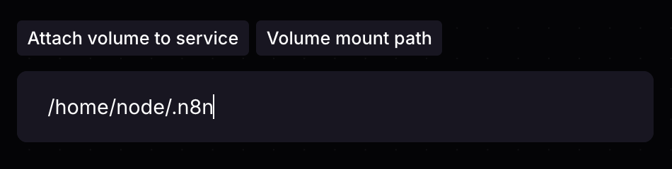 Railway Volume 掛載路徑設定為 /home/node/.n8n